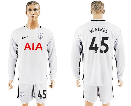 Tottenham Hotspur #45 Walkes Home Long Sleeves Soccer Club Jersey - Click Image to Close